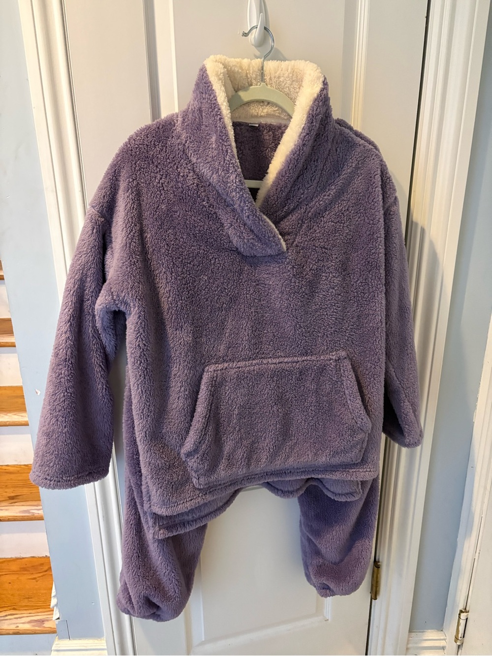 Kids Plush Lavender Pullover Hoodie with Sherpa Lining